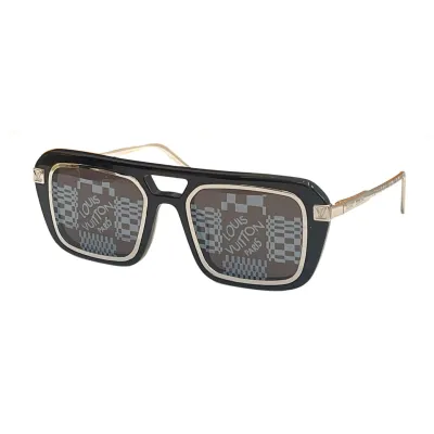 Louis Vuitton square black frame glasses monogram/damier black color lens Size 51口22-140