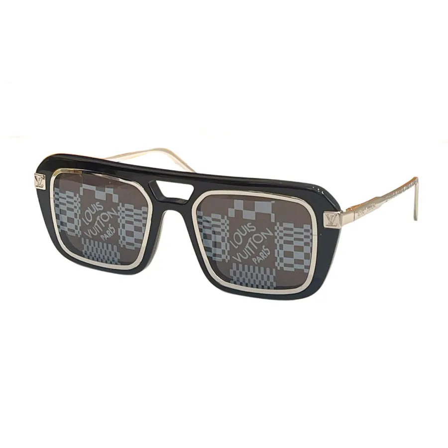 Louis Vuitton square black frame glasses monogram/damier black color lens Size 51口22-140