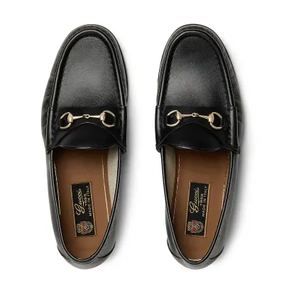 Gucci black horse bit buckle flat bottom Loafers