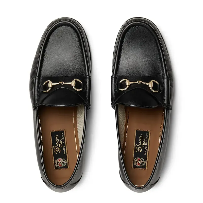 Gucci black horse bit buckle flat bottom Loafers