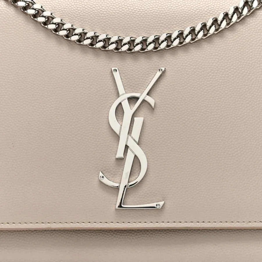 Saint Laurent Medium Kate Satchel Nude Powder Monogram Grain De Poudre Leather Silver Hardware