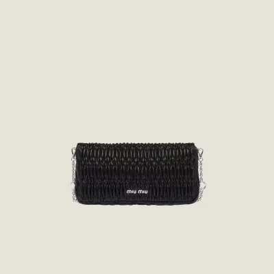 Miu Miu Quilted Lambskin Leather Black Shoulder Bags