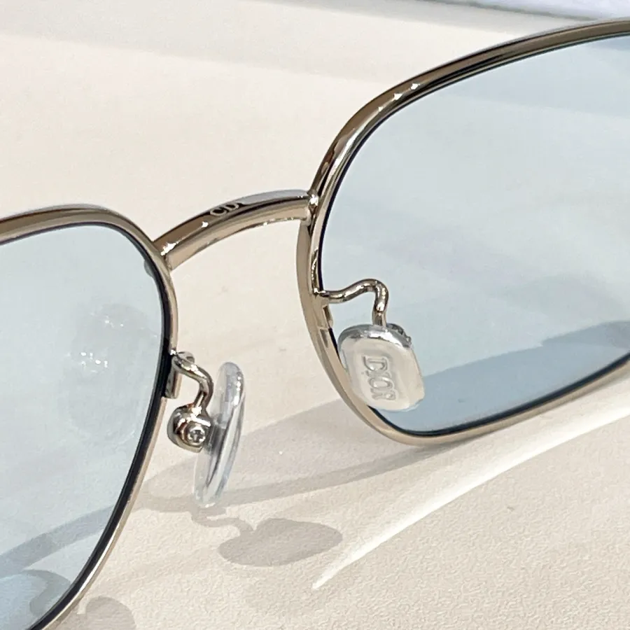 DIOR square frame glasses blue silver/blue light gold/black light gold color Size 54口17-145