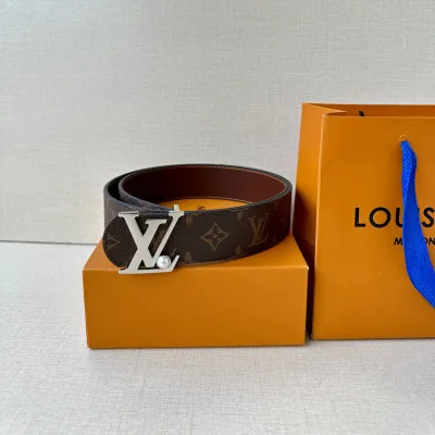 Louis Vuitton Men's Dimension Pearls Reversible Belt In Black/Brown Calfskin And Monogram/Damier Canvas With Gold/Silver Hardware 40mm