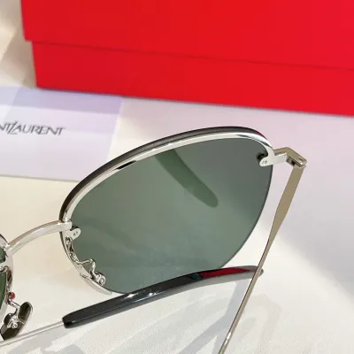 Saint Laurent aviator glasses hunter green/purple/grey color Size 66口14-145