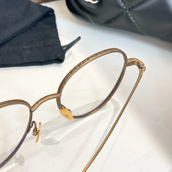 CHANEL round frame glasses Titanium color SIZE50口19-140 - Image 6