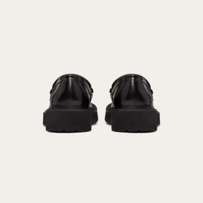 VALENTINO Black women's calf leather loafers