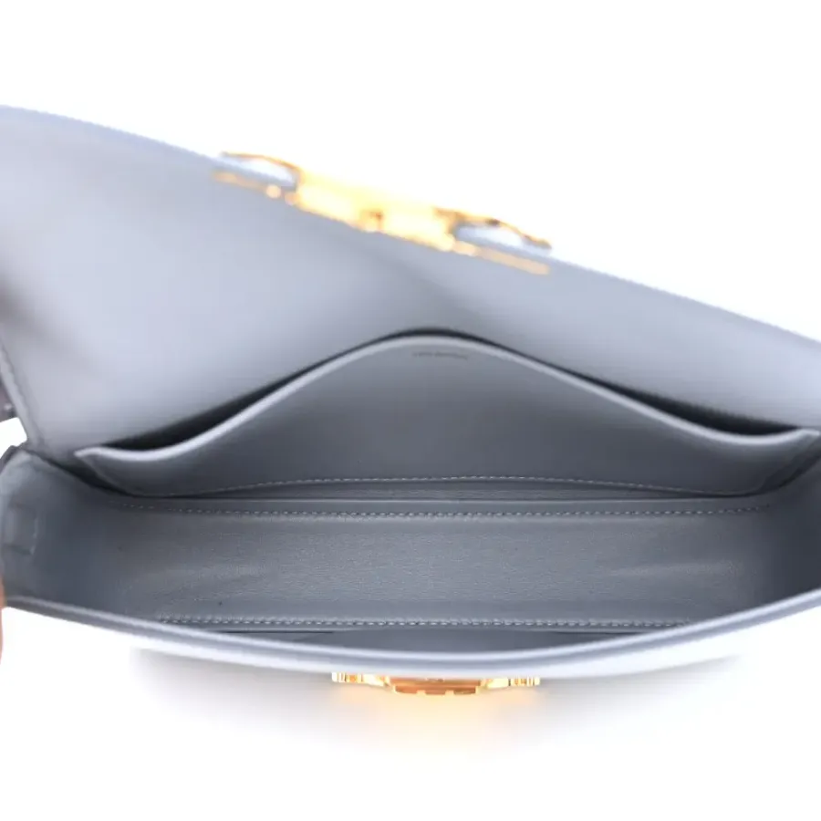 Celine Medium Triomphe Shoulder Bag Arctic Blue Shiny Calfskin Leather