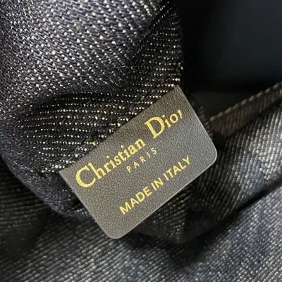 Dior Medium Dior Toujours Bag In Blue Graphic Cannage Denim With Gold Hardware