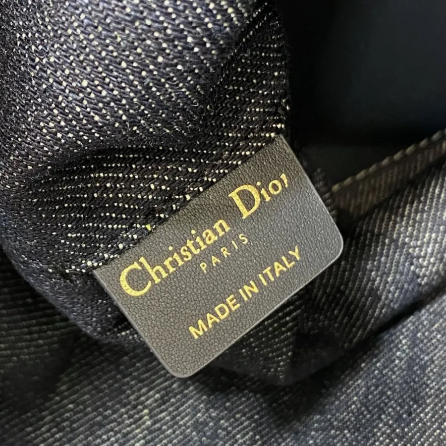 Dior Medium Dior Toujours Bag In Blue Graphic Cannage Denim With Gold Hardware