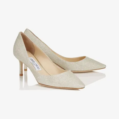 JIMMY CHOO Gold micro-shimmer pointed heels