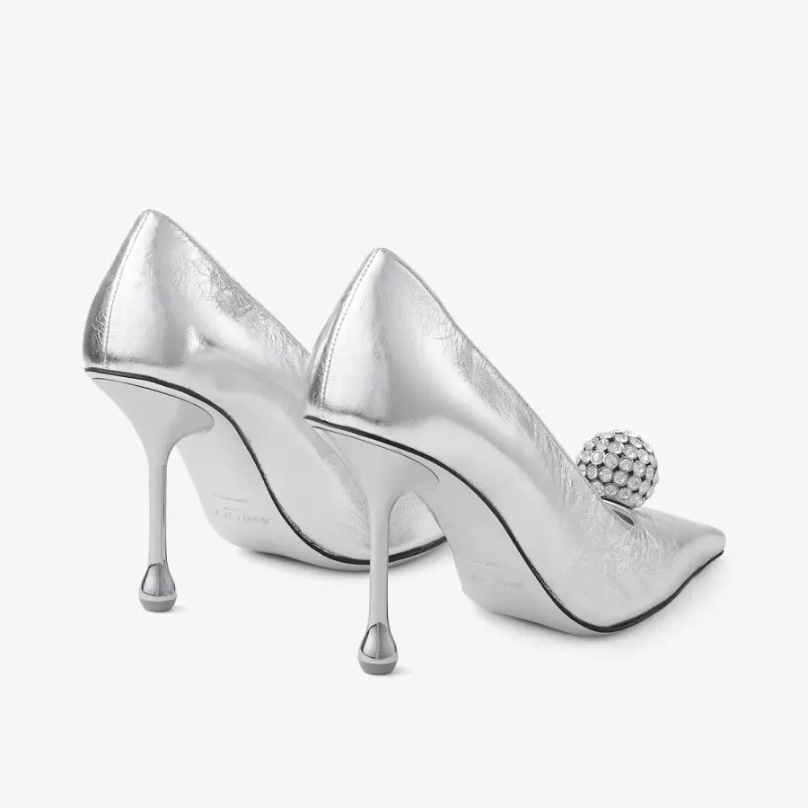 JIMMY CHOO Silver metallic leather high heels