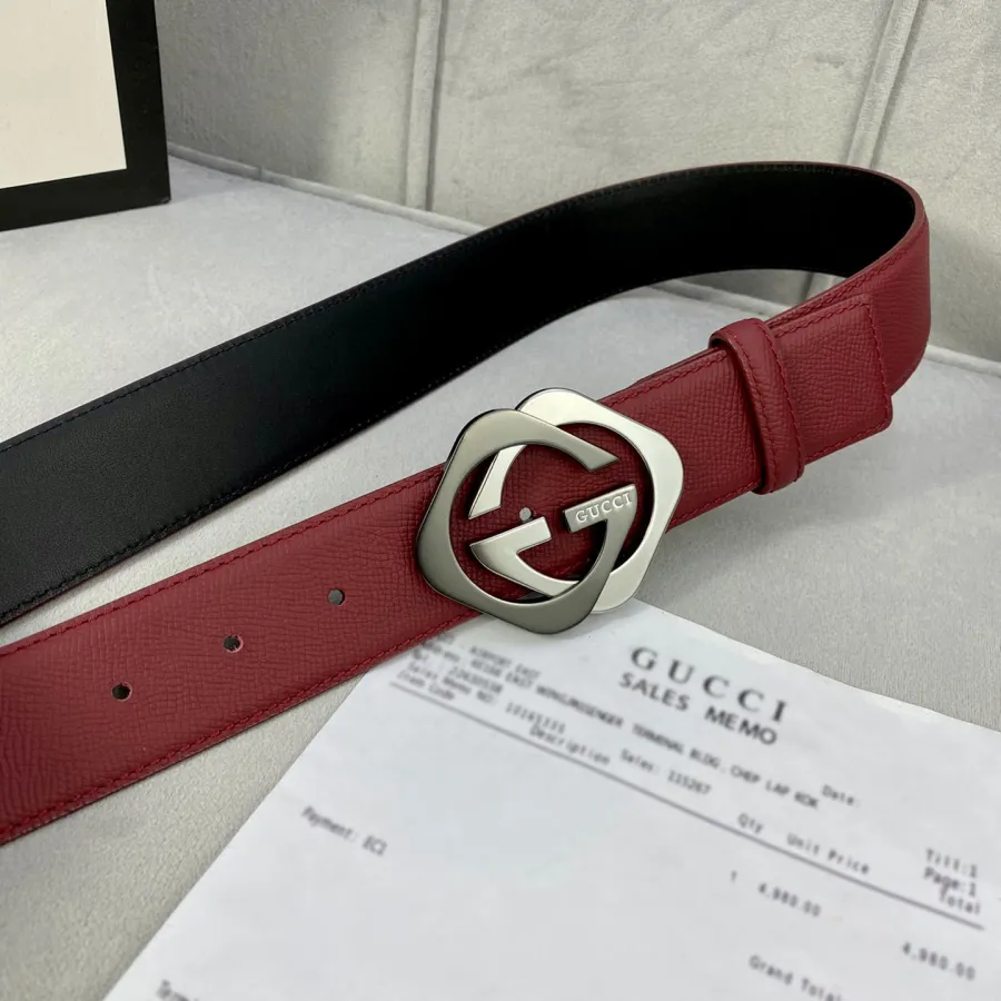 Gucci Men's Double G Buckle Belt In Brown/Red/Black/Beige Calfskin With Gold/Silver Hardware 40mm