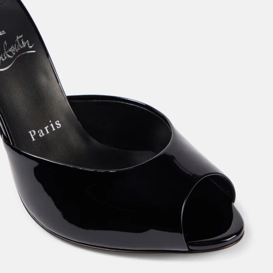 Christian Louboutin Black patent leather high-heeled sandal slippers