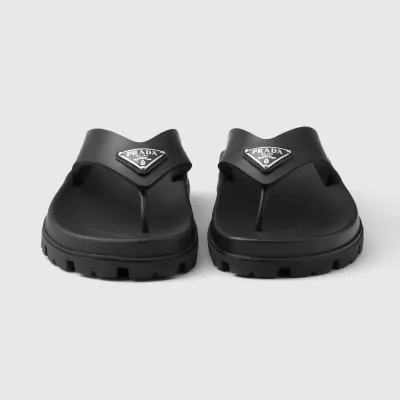 PRADA Black rubber clip-toe sandals Slippers