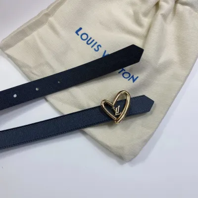 Louis Vuitton Women's The Knot Reversible Belt In Black Calfskin And Monogram Canvas With Gold Hardware 20mm