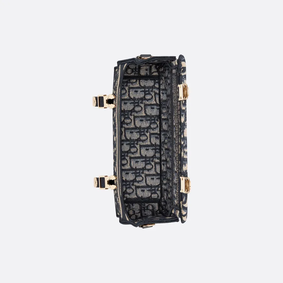 Dior Small Diorcamp Bag In Blue Dior Oblique Embroidery/Blue Dior Oblique Chambray-Effect Embroidery