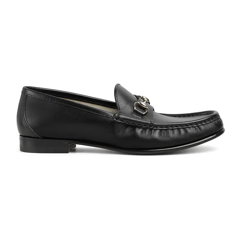 Gucci black horse bit buckle flat bottom Loafers