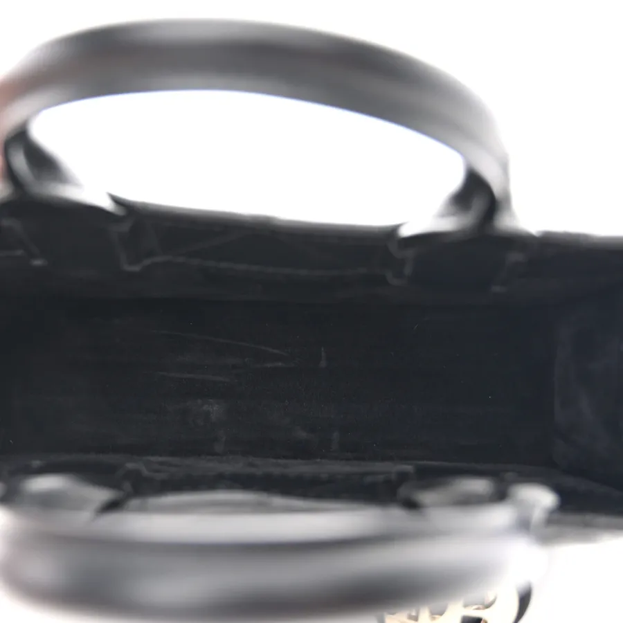 Dior Mini Book Tote Black Macrocannage Calfskin Leather Light Gold Hardware