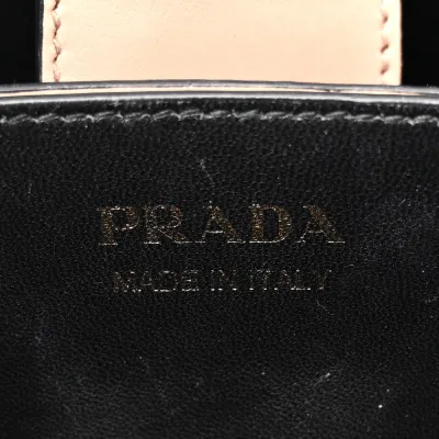 Prada Medium Panier Bucket Bag Cipria/Black Saffiano Cuir Leather