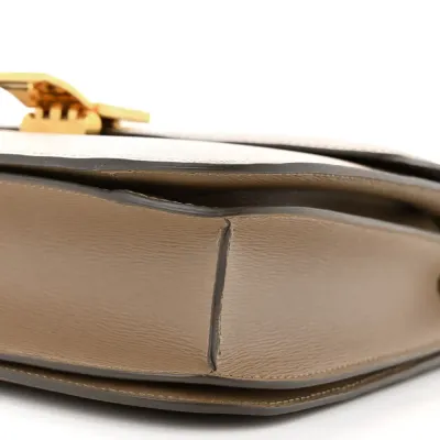 Celine Medium Classic Box Flap Bag Taupe Liege Calfskin Leather Gold Hardware