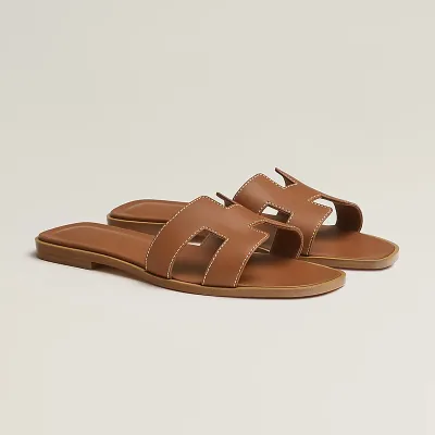 HERMES Oran Brown Slippers