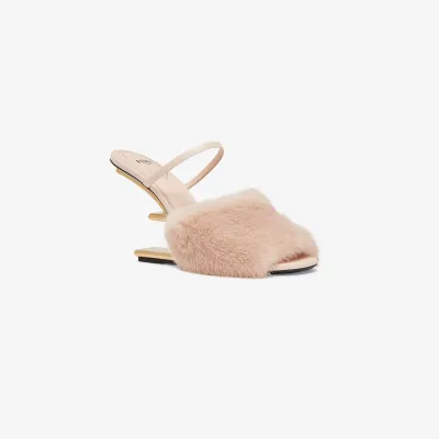 FENDI Pink mink sandals with high heels