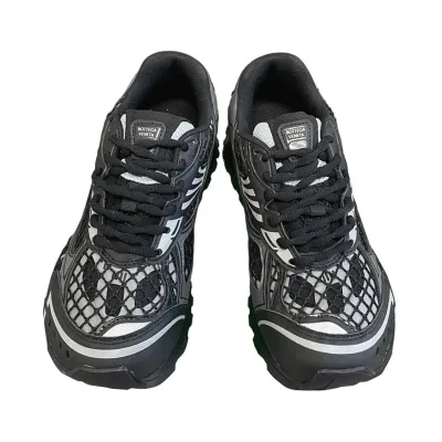 Bottega Veneta Orbit Sneakers In Black/Silver Technical Fabric And Mesh Lace-Up Sneaker