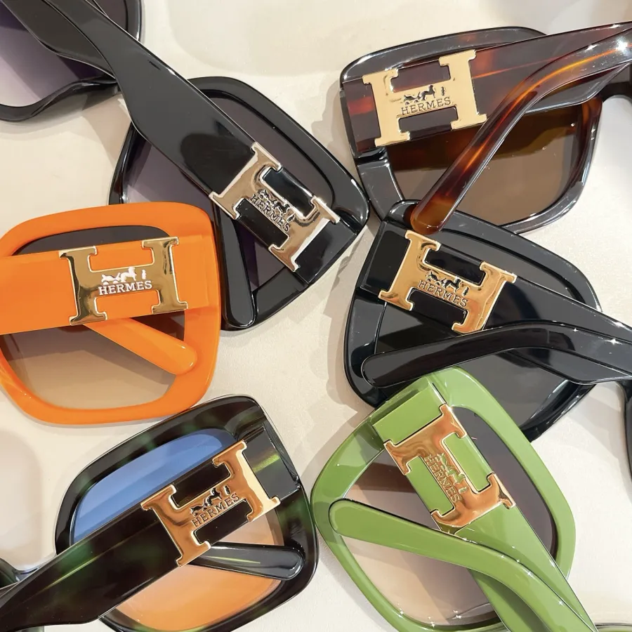 Hermès square frame glasses orange/green/brown leopard/green leopard/black gold/black silver color Size 62口14-147