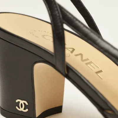 Chanel Rear lace up high heels, sheepskin and satin, black High Heels Sandal