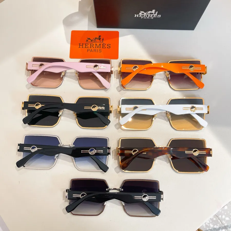 Hermès square frame glasses pink/orange/white/black/blue/leopard/eggplant color Size 59口18-145