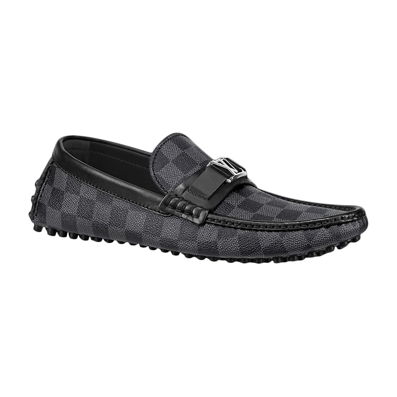 Louis Vuitton sapatos masculinos de couro cinza Loafers