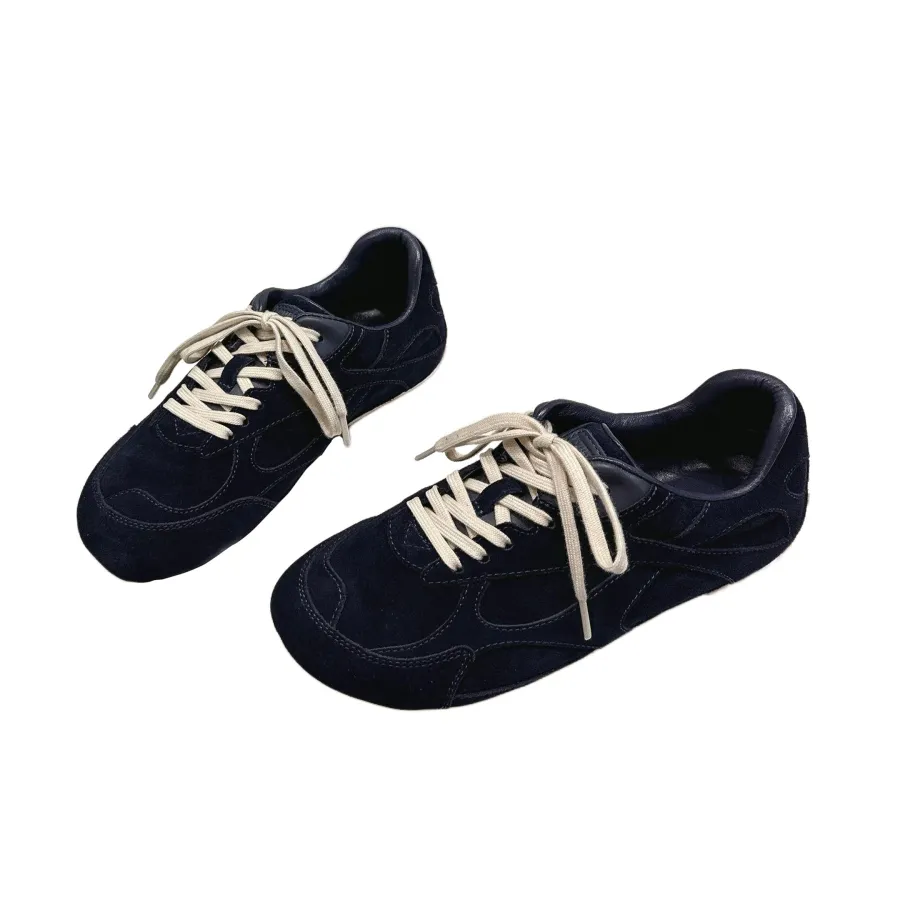 Bottega Veneta Orbit Flash Sneakers In Dark Blue Suede Lace-Up Sneaker