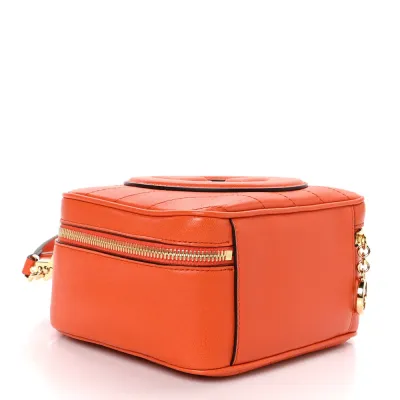 Gucci Small Diagonal Stitched Blondie Shoulder Bag Orange Calfskin Leather Gold Hardware