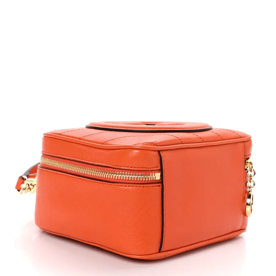Gucci Small Diagonal Stitched Blondie Shoulder Bag Orange Calfskin Leather Gold Hardware