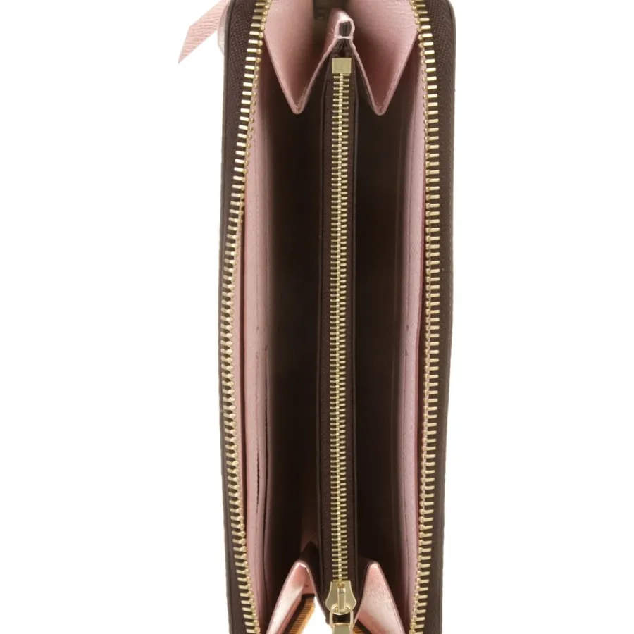 Louis Vuitton Medium Zippy Wallet Damier Ebene Pattern Coated Canvas Gold Hardware