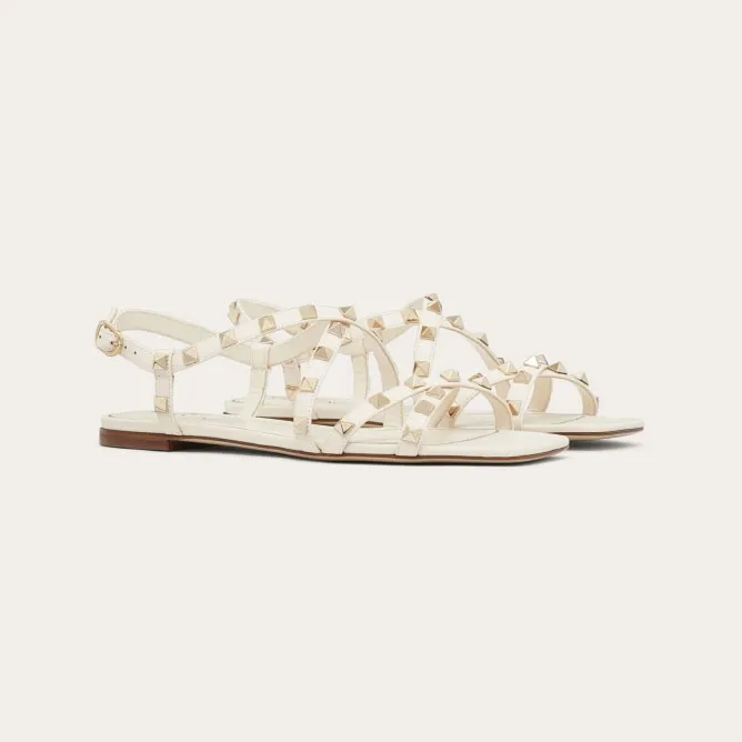 VALENTINO White calfskin sash sandals