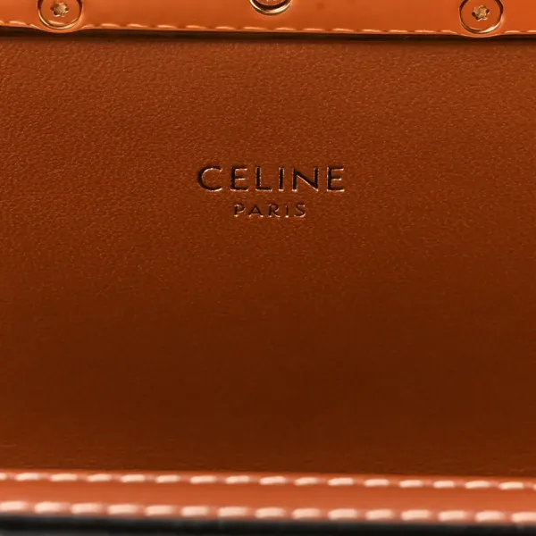 Celine Small Teen Triomphe Bag Tan Calfskin Leather & Triomphe Canvas Gold Hardware - Image 2