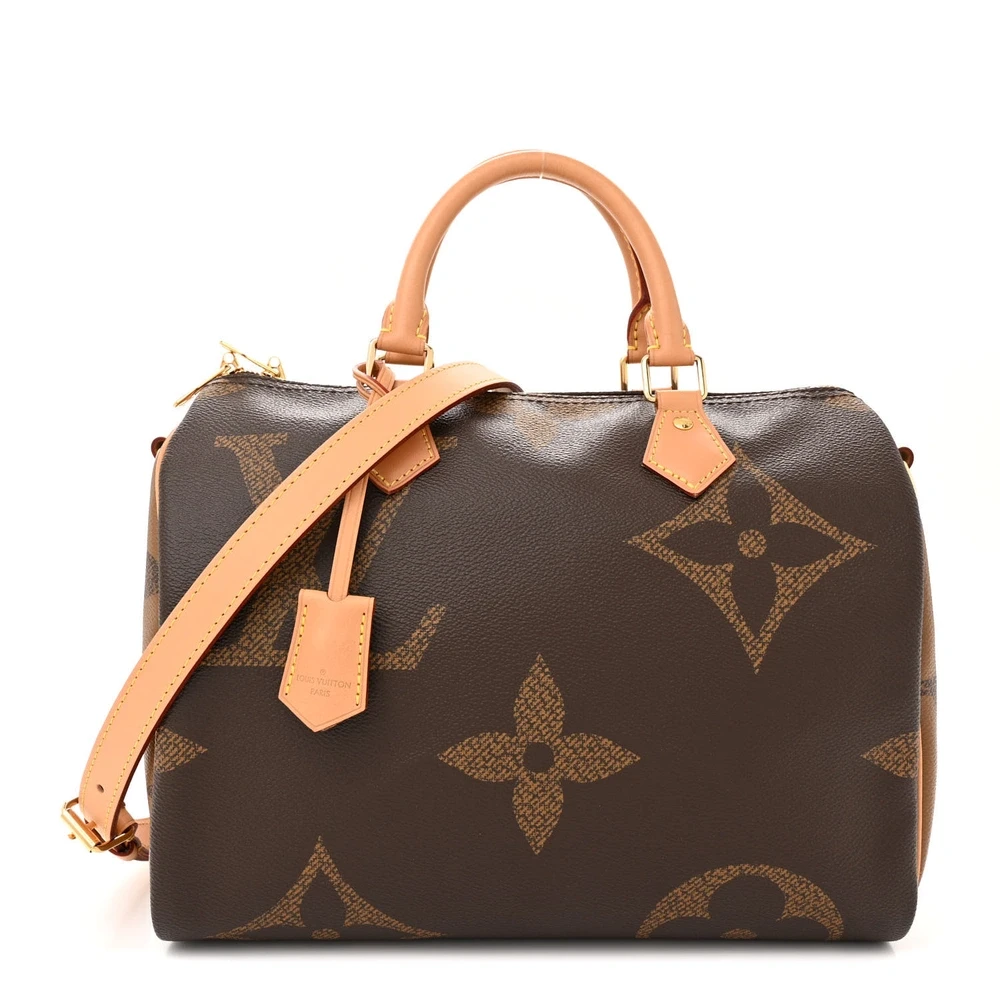 Louis Vuitton Speedy Bandouliere 30 Reverse Giant Monogram Canvas com Hardware Dourado