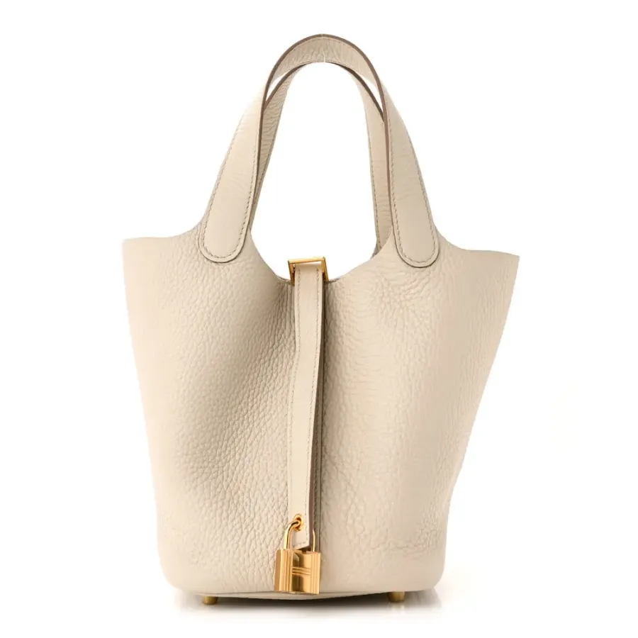 Hermès Picotin Lock 18 PM Béton Taurillon Clemence Leather Gold Hardware