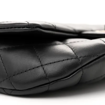 Chanel CC Uniform Flap Belt Bag Small Black Quilted Calfskin Leather Silver Hardware