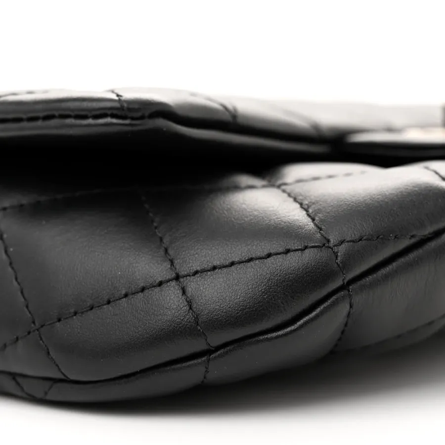 Chanel CC Uniform Flap Belt Bag Small Black Quilted Calfskin Leather Silver Hardware