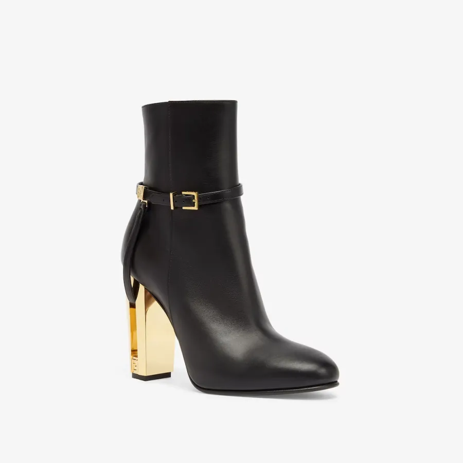 FENDI Black leather high heel ankle boots