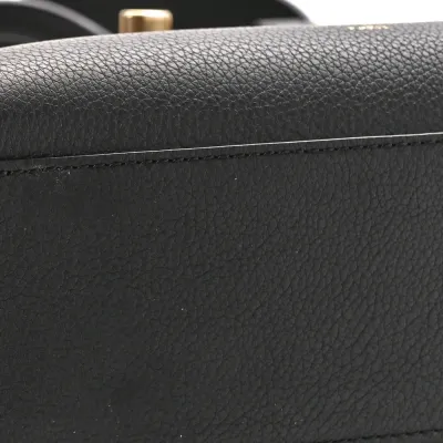 Louis Vuitton Lock & Go Tote PM Black Calfskin Leather Gold Hardware