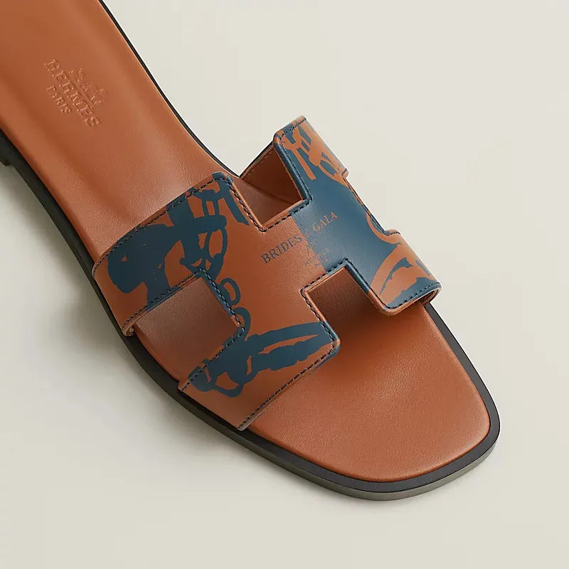 HERMES Oran Brown Slippers
