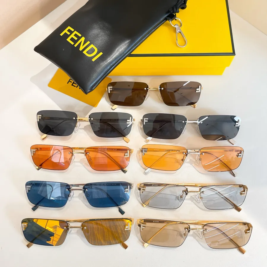 Fendi square frame glasses black silver/black gold/blue/orange/yellow/grey gold/tawny/brown/mirrored yellow color Size 145口0-142