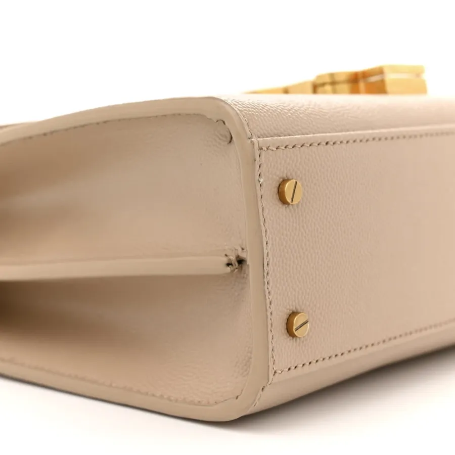 Saint Laurent Mini Cassandra Top Handle Crema Soft Classic Monogram Grain De Poudre Leather Aged Gold Hardware
