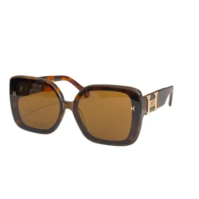 Hermès square frame glasses orange/green/brown leopard/green leopard/black gold/black silver color Size 62口14-147