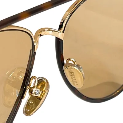 Prada Aviator glasses leopard brown/purple/black/eggplant/maroon silver color Size 56口15-145