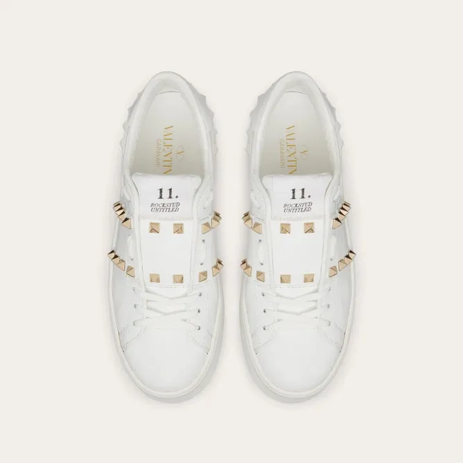 VALENTINO Women's calfskin and metallic platform sneakers